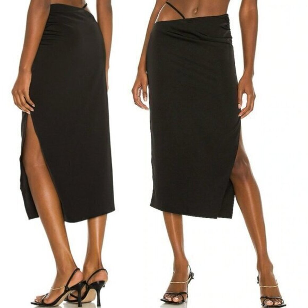 h:ours Sonnie Midi Skirt in Black